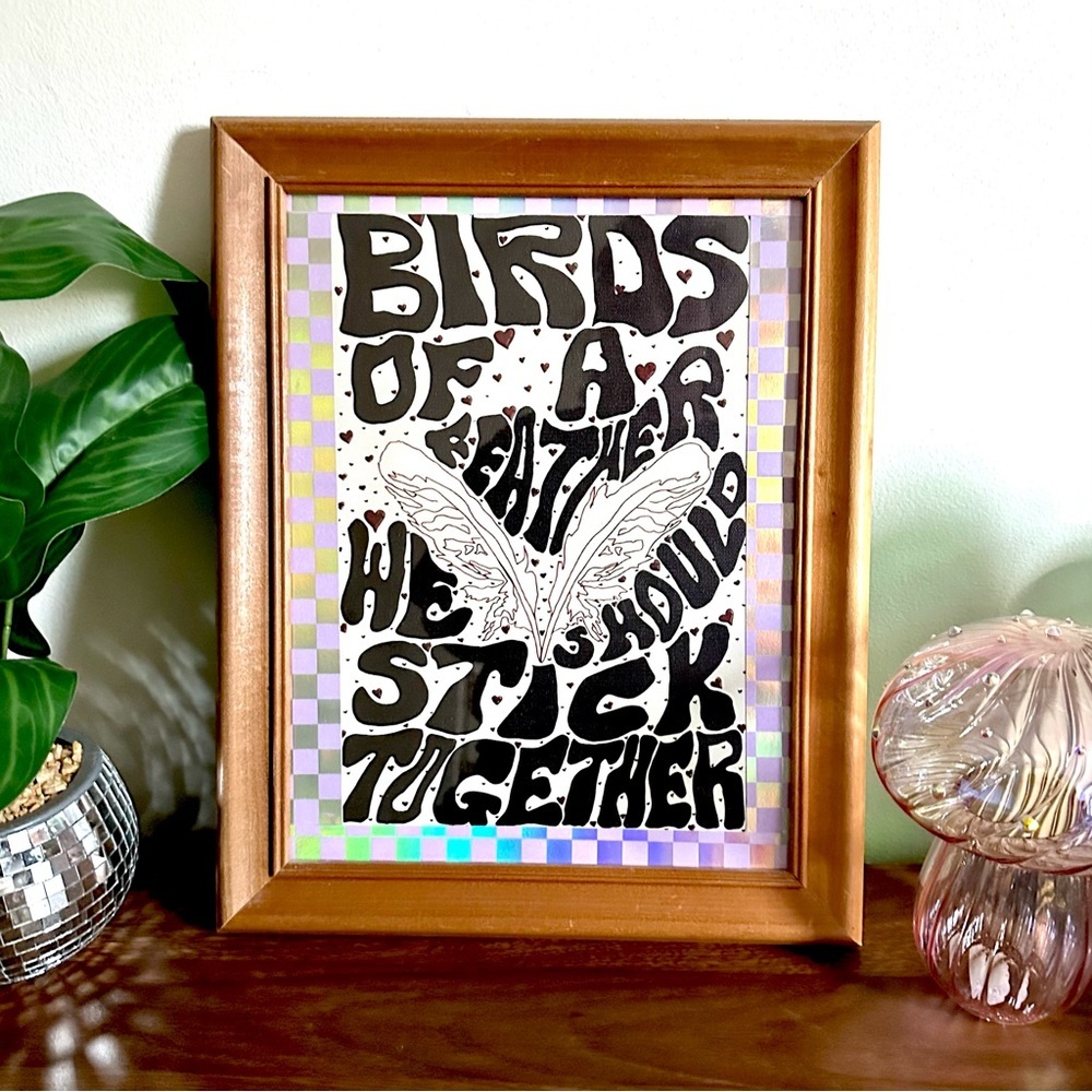 Birds of a Feather Billie Eilish Lyrics Canvas Poster Purple Checker Hologram
